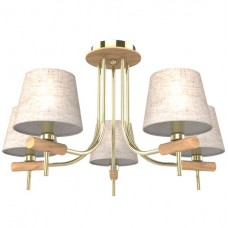 Φωτιστικό Οροφής με 5xE14 230V Χρυσαφί με Ξύλο 955JONAS5